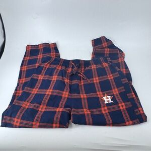 MLB Houston Astros Plaid Lounge Pants - Navy and Orange